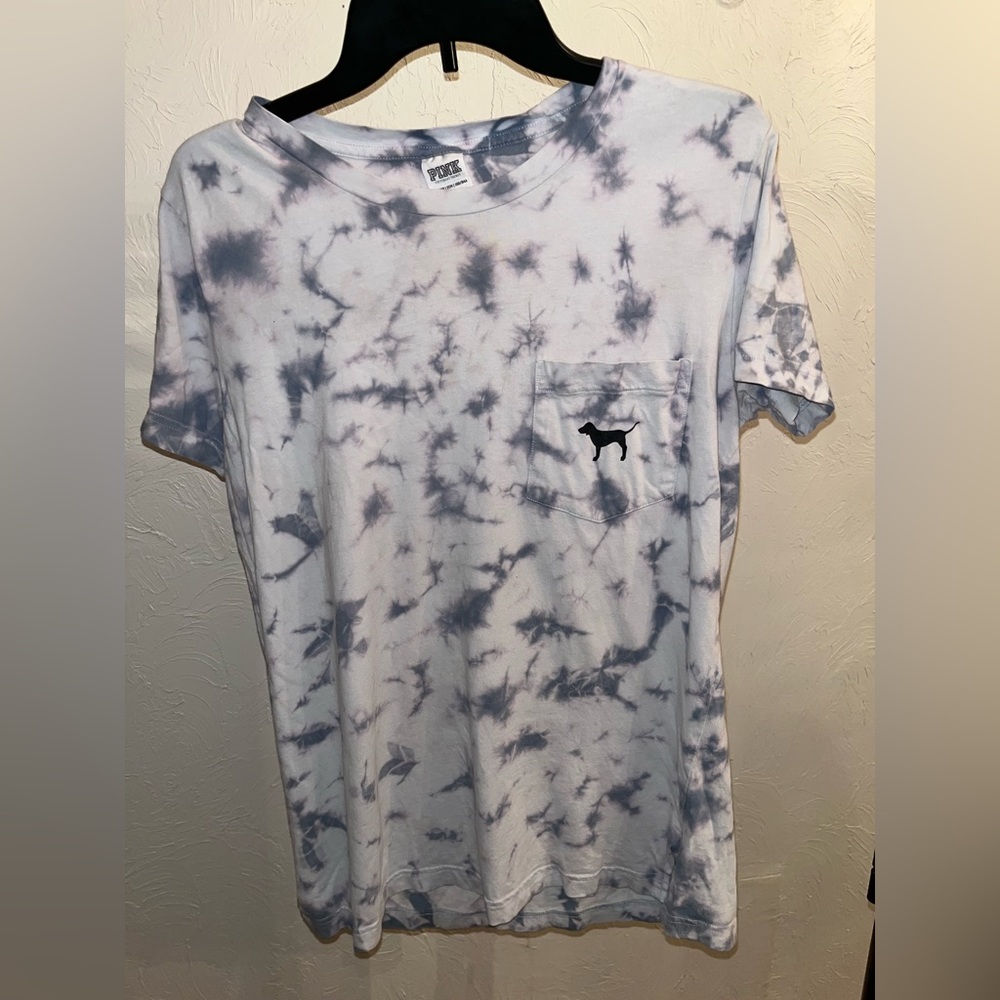 PINK tie dye t shirt with logo